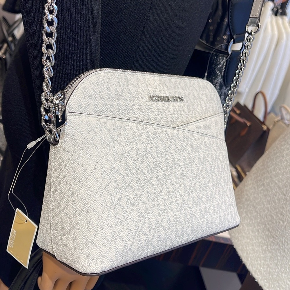 Michael Kors Jet Set Travel Medium Signature Logo Dome Crossbody Satchel NWT - Picture 7 of 16